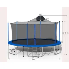 QingMoon 14FT Trampoline With Backboard Outdoor Round Trampoline With Double-sided Color cover,Safety Enclosure Net For Kids And Adults