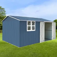 NicBex 10x12 Ft Metal Outdoor Storage Shed with Lockable Doors and Windows for Backyard,Garden,Patio