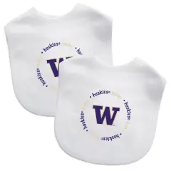 Baby Fanatic Officially Licensed Unisex Baby Bibs 2 Pack - NCAA Washington Huskies