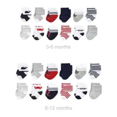 Luvable Friends Infant Boy Grow with Me Cotton Terry Socks, Nautical, 0-6 and 6-12 Months