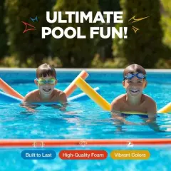 Play22usa Pool Noodles Foam &ndash; 6 Pack Large Rainbow Tubes, 48&rdquo; Soft Swim Noodles for Pool, Floating, Training, Crafts, Exercise & Water Activities