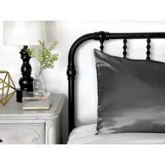 Morning Glamour King Solid Satin Pillowcase Charcoal Gray