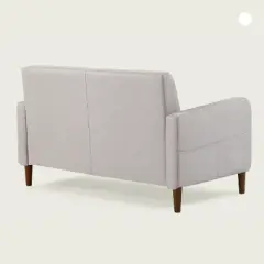 Adair Mid Century Modern Loveseat with Armrest Pockets Tufted Linen Fabric Light Gray - Mellow