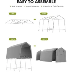 GustoWave 7X15 Ft Outdoor Storage Shed, Portable Garage Tent, Carport Canopy for Motorcycle