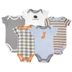 Luvable Friends Baby Boy Cotton Bodysuits 5pk, Fox