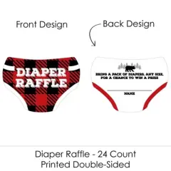 Big Dot of Happiness Lumberjack - Channel the Flannel - Diaper Shaped Raffle Ticket Inserts - Buffalo Plaid Baby Shower Diaper Raffle Game - Set of 24