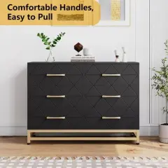 Whizmax Dresser for Bedroom with 6 Drawer, Wood Dressers Chest of Drawers with Wide Drawers and Metal Handles for Living Room Hallway Entryway