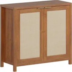 Rattan Sideboard Buffet Cabinet - Large Credenza Kitchen Storage Cabinet with Rattan Storage