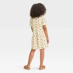 Girls' Short Sleeve Woven Dress - Cat & Jack&trade; Ivory Dot