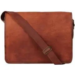 14" Leather Messenger Bag for Men & Women &ndash; Full Grain Vintage Crossbody Satchel