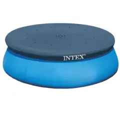 Intex 10 Foot Easy Set Round Durable Above Ground Swimming Pool Debris Vinyl Cover with 12 Inch Overhang and Drain Holes, Blue