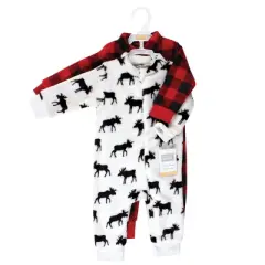 Hudson Baby Infant Boy Plush Jumpsuits, Black Moose