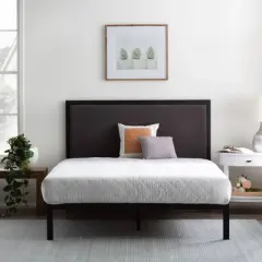 Mara Metal Platform Bed Frame with Upholstered Headboard - Brookside Home