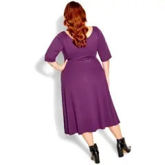 Women's Plus Size Cute Girl Elbow Sleeve Dress - plum | CITY CHIC