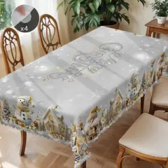 LOVEVOOK Merry Christmas Tablecloth, Snowman Tablecloth, Snowflake Table Cloths Stain Resistant Dining Table Cover for Holiday Decor