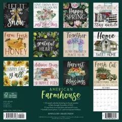 Willow Creek Press 2024 Wall Calendar 12"x12" American Farmhouse