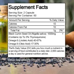 Mulittea Black Seed Oil 1000mg &ndash; Cold-Pressed Black Cumin (Nigella Sativa) Capsules &ndash; 3% Thymoquinone &ndash; Omega 3 6 9 &ndash; 120 Softgels