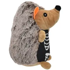 Multipet Hedgehog Skeleton Dog Interactive Plush Toy - White/Tan/Black