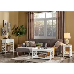 Middlebury Wood End Table with Tray Shelf White - Alaterre Furniture