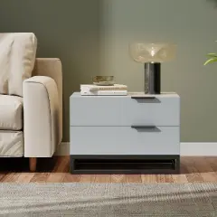 KTMBDW Nightstand with 2 Drawers, Modern Night Stand for Bedroom with Metal Handle, Wooden Bedside Table for Small Spaces, Living Room, Bedroom, Gray