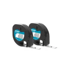 DYMO LetraTag 2pk Label Tape Cassette Black on White Plastic: Refill for Label Maker, Cassette Labels, Black Ink