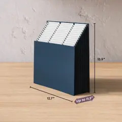 Smead Expanding 12-Pocket Stadium File, 12.75" x 13.75" x up to 11.75", Navy