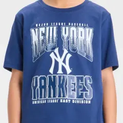 Boys' New York Yankees Oversized Short Sleeve Graphic T-Shirt - Blue