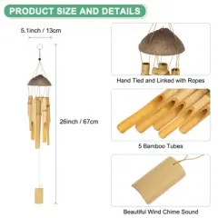 Unique Bargains Bamboo Wood Outdoor Decorations Wind Chimes 26 Inch Wood Color 1 Pc