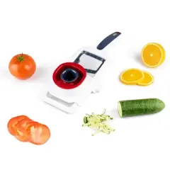 Zyliss Easy Control Handheld Kitchen Slicer Red/Gray/White: Mandoline Vegetable & Potato Slicer, Ergonomic Handle, Dishwasher-Safe