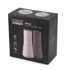 Joseph Joseph Milltop Salt & Pepper Set - Gray: Pepper Grinder, Ceramic Mechanism, 2-Piece, 115ml Capacity