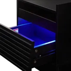 Sapphtopaz Modern Nightstand with Charging Station&LED Large Storage End Table with Drawers&Groove Design Night Stand for Bedroom,Living Room