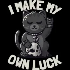 Junior's Design By Humans I Make My Own Luck Cute Evil Beckoning Cat Gift By EduEly T-Shirt