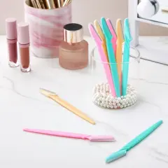Glamlily 60-Pack Eyebrow Facial Razor for Women, Multipurpose Dermaplane Hair Remover Trimmer Tool, Colorful Shaving Bulk Set, 3 Colors, 6x1.4 In