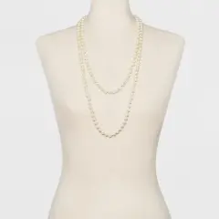 Long Faux Pearl Necklace - A New Day&trade; Silver/White