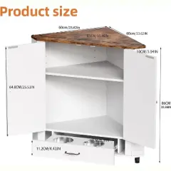 PAKASEPT Farmhouse Dog Food Storage Corner Cabinet, Dog Feeding Station with 2 Hidden Dog Bowls, Adjustable Panel, 4 Hooks