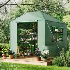 6x8 FT Portable Pop Up Greenhouse for Plants, Indoor & Outdoor Gardening Tent with Zipper Roll-Up Door