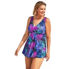 Swim 365 Women&rsquo;s Plus Size Surplice Swim Dress