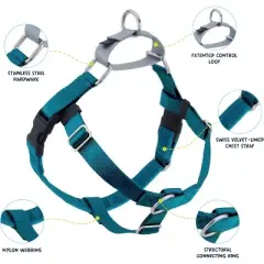 2 Hounds Design Freedom No Pull Dog Harness | Adjustable Dog Harness | Small, Medium & Large Dogs | Made in USA | 1" XXL Teal