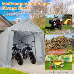 GustoWave 10x15 FT Outdoor Storage Shed Carport Canopy, Portable Garage for Motorcycle, Garden Tools