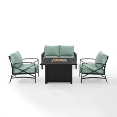 Kaplan 4pc Outdoor Conversation Set with Dante Fire Table - Mist - Crosley