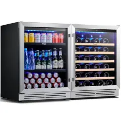 Yeego 48-inch Wide 2-Pack 52 Bottle + 120 Can Built-In Wine Cooler Refrigerator