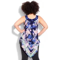 Women's Plus Size Nicole Scarf Tunic  - Navy Tropical | AVENUE