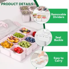OBOKATA Divided Serving Tray with Lid and Handles 8 Compartments Snack Box Container Charcuterie Organizer Snackle Box Container for Candy,Nuts