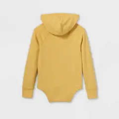 Girls' Adaptive Hooded Adjustable Long Sleeve Bodysuit - Cat & Jack&trade; Light Mustard Yellow