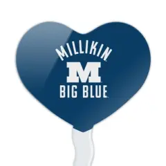 Millikin University Big Blue Logo Heart Love Cupcake Picks Toppers Decoration Set of 6