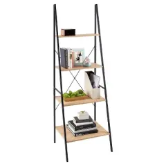 70" Ladder Bookshelf Mixed Material Light Brown - ClosetMaid