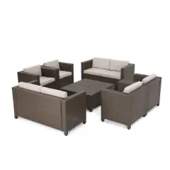 Puerta 8pc Wicker Chat Set - Brown/Ceramic Gray - Christopher Knight Home