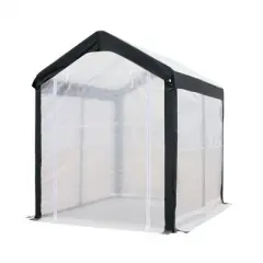 Spring Gardener Gable Enclosed UV Resistant Walk In Outdoor Garden Greenhouse with Screened Roll Up Windows and Fabric Cover