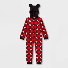Kids' Disney 100 Mickey Mouse Buffalo Plaid Wearable Blanket - Red