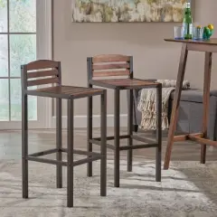 Set of 2 Lilith Acacia Barstools Dark Brown - Christopher Knight Home